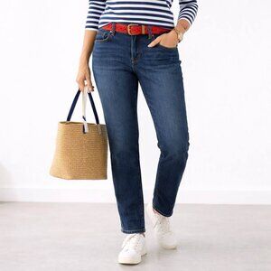 L.L. Bean Favorite Fit Classic Neutral Minimalist Dark Wash Jeans [size 14]